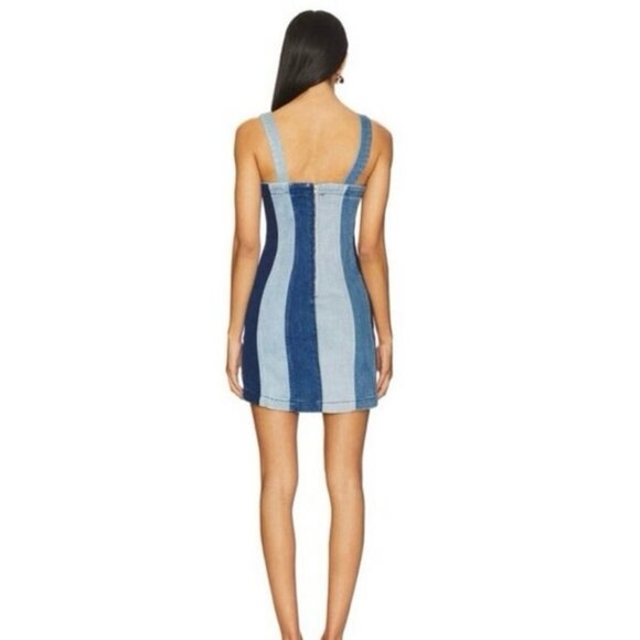 NWT Show Me Your Mumu Coronado Corset Blue Stripe Denim Mini Dress Size Small - Picture 8 of 10